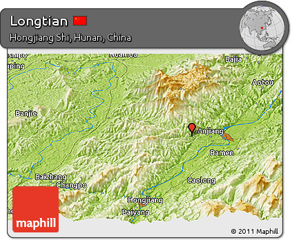 Physical Panoramic Map of Longtian