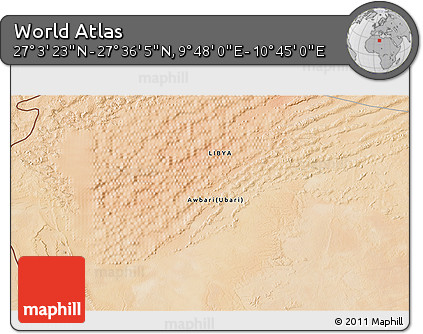 Satellite 3D Map of the Area around 27° 19' 44" N, 10° 16' 30" E