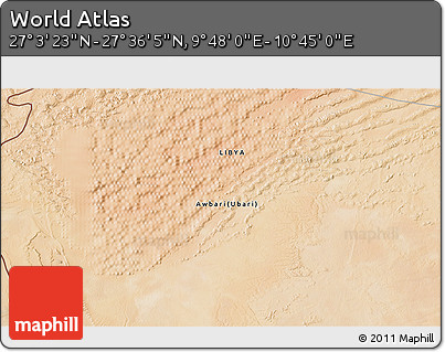 Satellite 3D Map of the Area around 27° 19' 44" N, 10° 16' 30" E