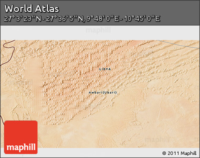 Satellite 3D Map of the Area around 27° 19' 44" N, 10° 16' 30" E