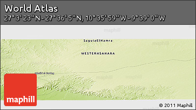 Physical Panoramic Map of the Area around 27° 19' 44" N, 10° 7' 30" W