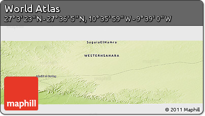 Physical Panoramic Map of the Area around 27° 19' 44" N, 10° 7' 30" W