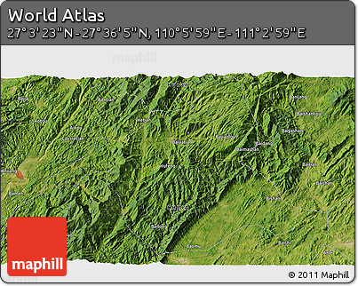 Satellite 3D Map of the Area around 27° 19' 44" N, 110° 34' 29" E