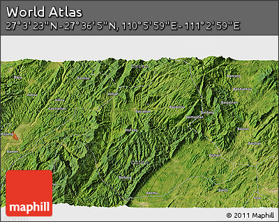 Satellite 3D Map of the Area around 27° 19' 44" N, 110° 34' 29" E