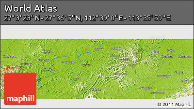 Physical Panoramic Map of the Area around 27° 19' 44" N, 113° 7' 30" E