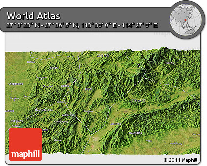 Satellite 3D Map of the Area around 27° 19' 44" N, 113° 58' 29" E