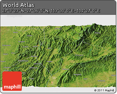 Satellite 3D Map of the Area around 27° 19' 44" N, 113° 58' 29" E