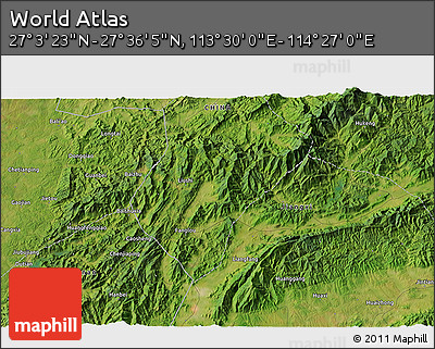 Satellite 3D Map of the Area around 27° 19' 44" N, 113° 58' 29" E
