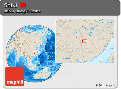 Shaded Relief Location Map of Shixi