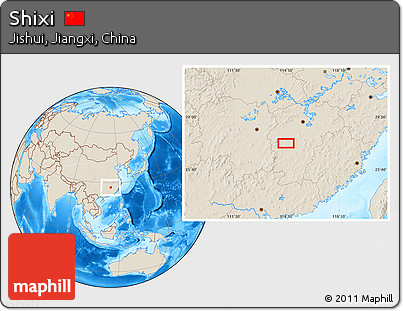 Shaded Relief Location Map of Shixi