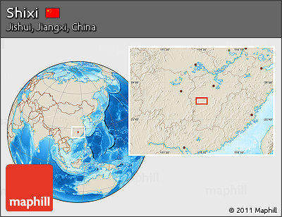 Shaded Relief Location Map of Shixi