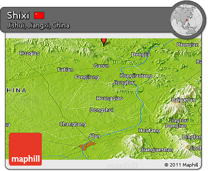 Physical Panoramic Map of Shixi