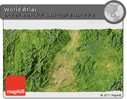 Satellite 3D Map of the Area around 27° 19' 44" N, 116° 31' 30" E