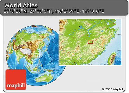 Physical Location Map of the Area around 27° 19' 44" N, 116° 31' 30" E