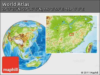 Physical Location Map of the Area around 27° 19' 44" N, 116° 31' 30" E