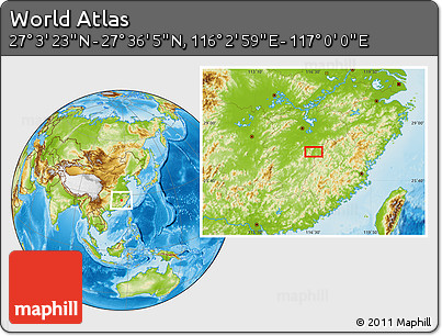 Physical Location Map of the Area around 27° 19' 44" N, 116° 31' 30" E