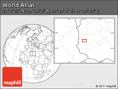Blank Location Map of the Area around 27° 19' 44" N, 11° 7' 30" E