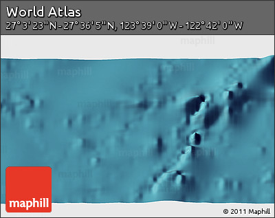 Satellite 3D Map of the Area around 27° 19' 44" N, 123° 10' 30" W