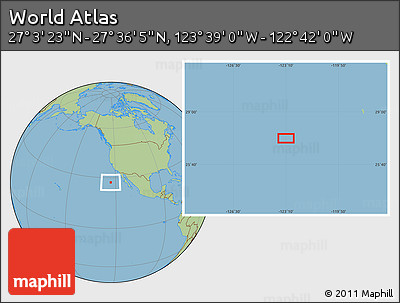 Savanna Style Location Map of the Area around 27° 19' 44" N, 123° 10' 30" W