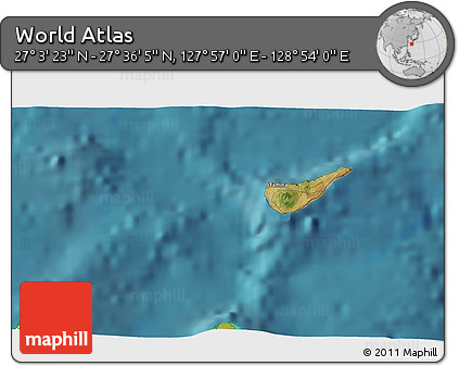Satellite 3D Map of the Area around 27° 19' 44" N, 128° 25' 30" E