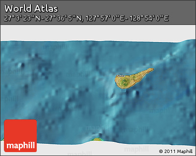 Satellite 3D Map of the Area around 27° 19' 44" N, 128° 25' 30" E
