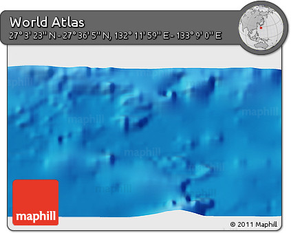 Physical 3D Map of the Area around 27° 19' 44" N, 132° 40' 30" E