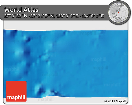 Physical 3D Map of the Area around 27° 19' 44" N, 133° 31' 30" E