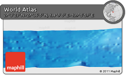 Physical Panoramic Map of the Area around 27° 19' 44" N, 138° 37' 30" E