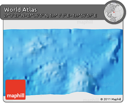 Physical 3D Map of the Area around 27° 19' 44" N, 139° 28' 29" E