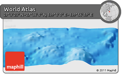 Physical Panoramic Map of the Area around 27° 19' 44" N, 139° 28' 29" E