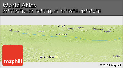 Physical Panoramic Map of the Area around 27° 19' 44" N, 13° 40' 30" E