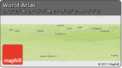 Physical Panoramic Map of the Area around 27° 19' 44" N, 13° 40' 30" E