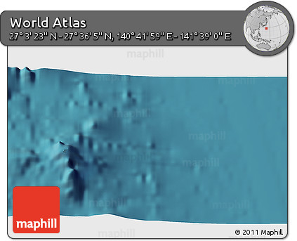 Satellite 3D Map of the Area around 27° 19' 44" N, 141° 10' 30" E