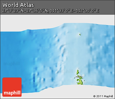 Physical 3D Map of the Area around 27° 19' 44" N, 142° 1' 30" E