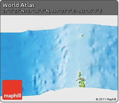 Physical 3D Map of the Area around 27° 19' 44" N, 142° 1' 30" E