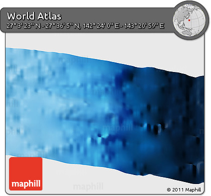Physical 3D Map of the Area around 27° 19' 44" N, 142° 52' 30" E