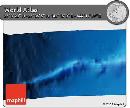 Physical 3D Map of the Area around 27° 19' 44" N, 143° 43' 29" E