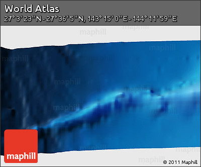Physical 3D Map of the Area around 27° 19' 44" N, 143° 43' 29" E
