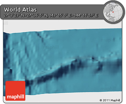 Satellite 3D Map of the Area around 27° 19' 44" N, 143° 43' 29" E