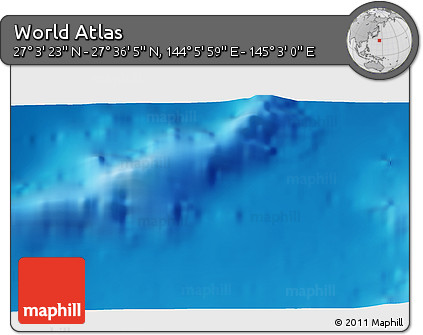 Physical 3D Map of the Area around 27° 19' 44" N, 144° 34' 29" E