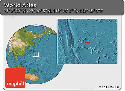 Satellite Location Map of the Area around 27° 19' 44" N, 146° 16' 30" E