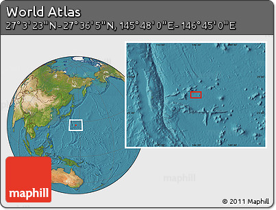 Satellite Location Map of the Area around 27° 19' 44" N, 146° 16' 30" E