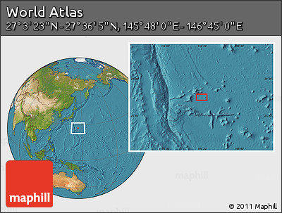 Satellite Location Map of the Area around 27° 19' 44" N, 146° 16' 30" E