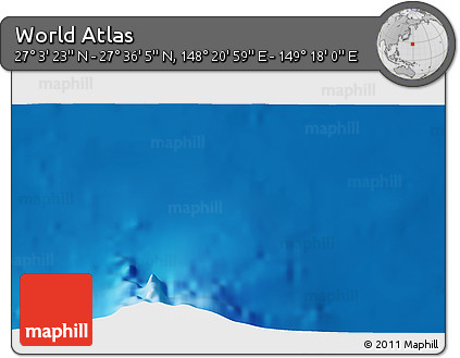 Physical 3D Map of the Area around 27° 19' 44" N, 148° 49' 29" E