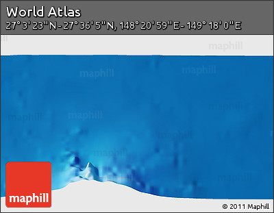 Physical 3D Map of the Area around 27° 19' 44" N, 148° 49' 29" E