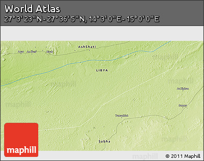 Physical 3D Map of the Area around 27° 19' 44" N, 14° 31' 30" E