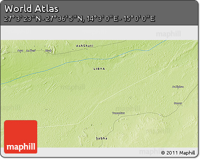Physical 3D Map of the Area around 27° 19' 44" N, 14° 31' 30" E