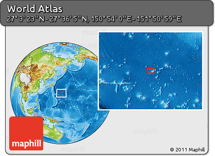 Physical Location Map of the Area around 27° 19' 44" N, 151° 22' 30" E