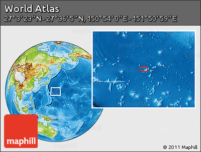 Physical Location Map of the Area around 27° 19' 44" N, 151° 22' 30" E
