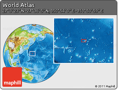 Physical Location Map of the Area around 27° 19' 44" N, 151° 22' 30" E